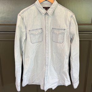 John Varvatos Marshall Button Down Denim Overshirt Size L